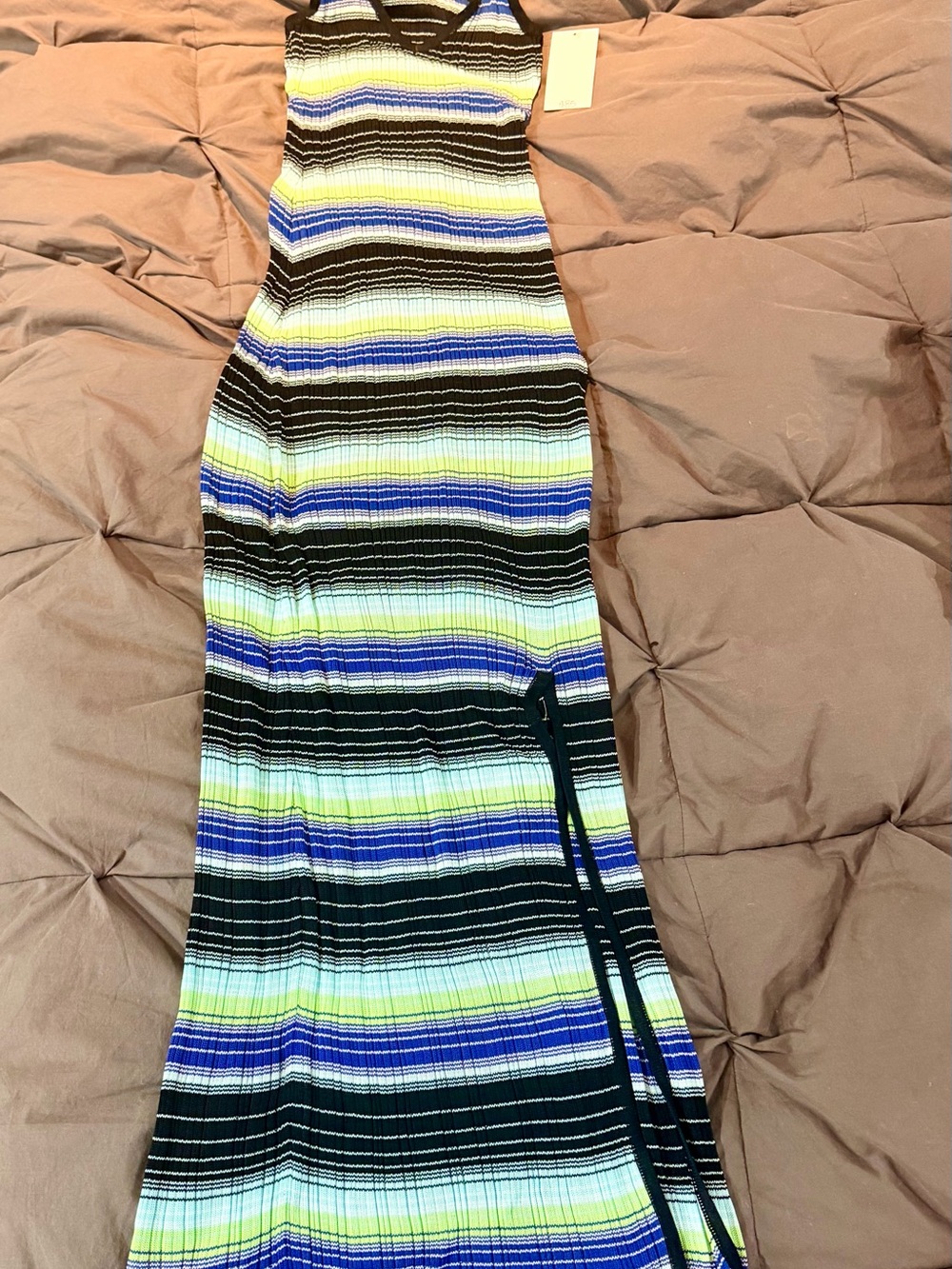 Striped Maxi Skirt in Black, Blue & Yellow